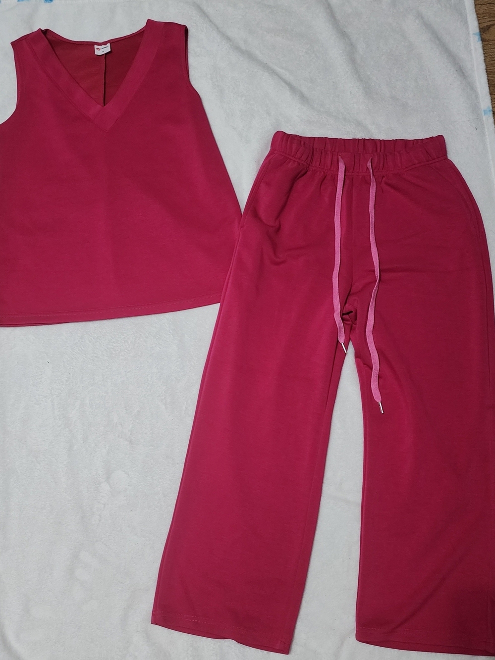 Women's Pink Two-Piece Lounge Pantsuit Set